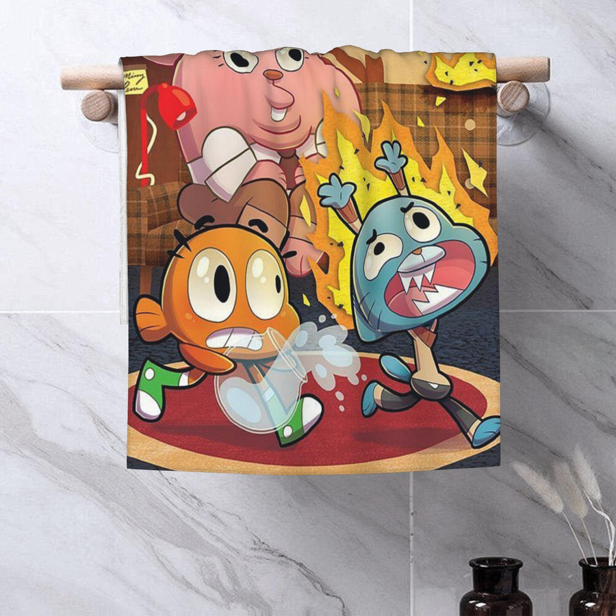 Ka Chen Muxi Gumball Cartoon Handtuch aus Baumwolle, schnelltrocknend und atmungsaktiv, B: 30 cm, H: 60 cm - Bild 2