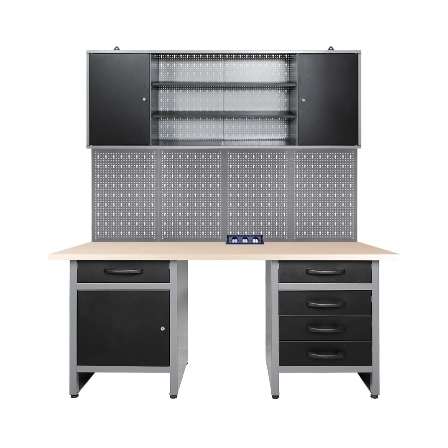Ondis24 Werkstatt Set Entdecker mit Sitzraum, Pegboard und Steckdosenleiste, Anthrazit/Grau, Breite: 160 cm - Bild 2
