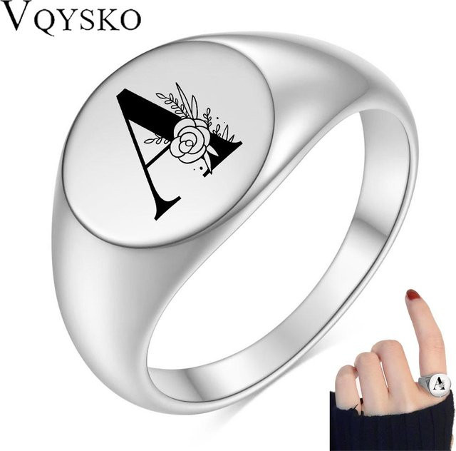 VQYSKO Ring Edelstahl, Silber, Blume, Unisex - Bild 1