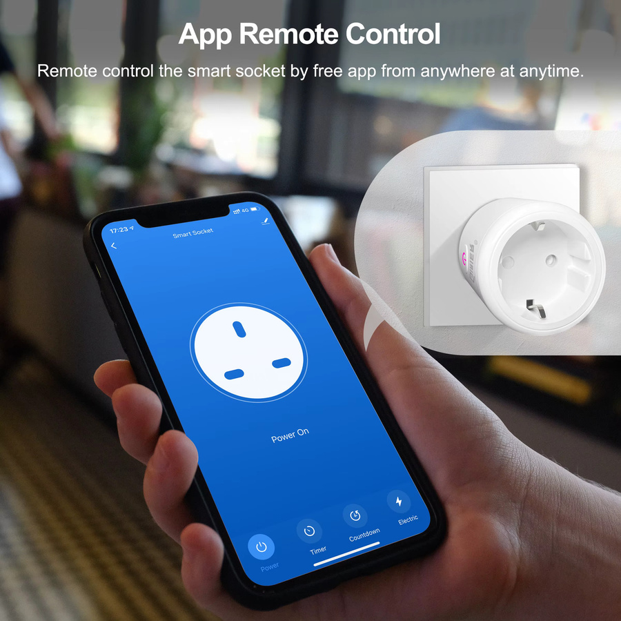 GIRIER Tuya Smart Wifi Stecker EU in Weiß mit Power Monitoring, 20A, 4200W, kompatibel mit Alexa, Hey Google und Yandex Alice - Bild 3