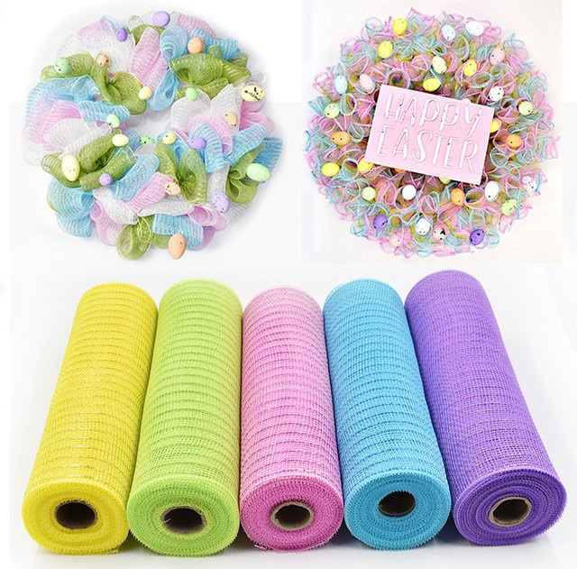 Joy-enlife Buntes Mesh-Band für Ostern und Frühlingsdekoration, Metallic Glitter Band für DIY-Kränze und Party-Bögen, Mehrfarbig (Blau) - Bild 1