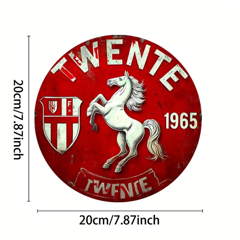 CIFBUY Twente F.C. Logo-Metall-Wandschild, Vintage-Emblem in Rot, rund, Durchmesser: 20 cm - Bild 4