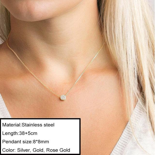 Wucifang Jewelry Halskette Edelstahl, Zirkon, beige, Damen - Bild 1