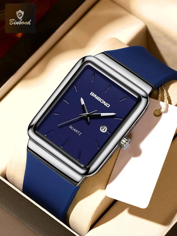 BINBOND Armbanduhr Quarz, eckig, Silikon, Schwarz, Herren - Bild 6
