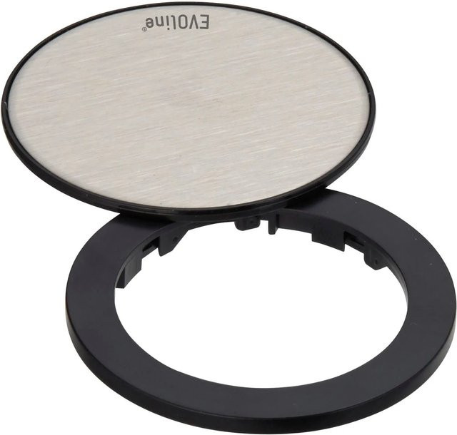 EVOline One Abdeckring mit Drehdeckel für Einbausteckdose in Schwarz mit Edelstahl-Effekt, Durchmesser: 59 mm - Bild 1