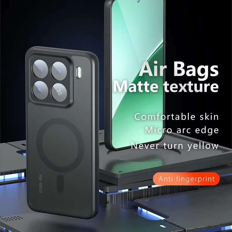 Magnetische MagSafe-kompatible Hartschalen-Handyhülle für Xiaomi 15T und 17T Pro in Schwarz, stoßfeste mattierte Acryl-Schutzhülle - Bild 3