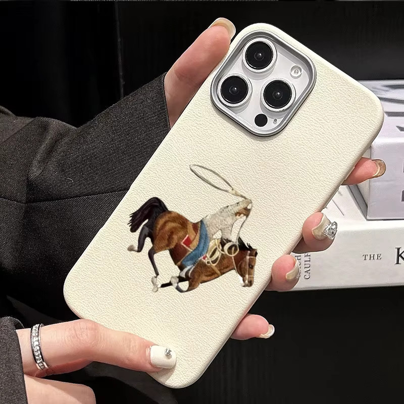 Handyhülle mit Cowboy-Reit-Design für iPhone 11 12 13 14 15 16 17 Pro Max XS XR X 7 8 16 Plus 16E 17 Air in Schwarz und Beige - Bild 2