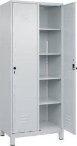C+P Wäsche-Spind Classic PLUS mit 2 Abteilen und Füßen in Grau, Stahlkonstruktion mit Sicherheits-Drehriegel, H x B x T: 195 x 80 x 50 cm - Bild 1