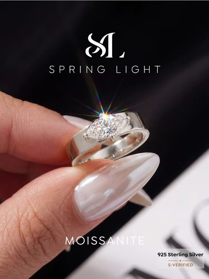 Marquise Ring 925 Silber, Diamant, Damen, Vintage - Bild 2