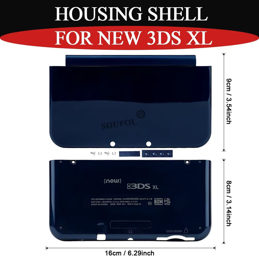 Royaldraid Ersatzgehäuse für New 3DS XL in Blau, Vorder- und Rückseite als Oberteil und Unterteil - Bild 2