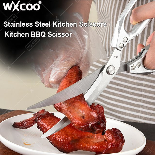 WXCOO Küchenschere aus Edelstahl in Silber zum Schneiden von Fleisch, Knochen, Fisch und Gemüse - Bild 1
