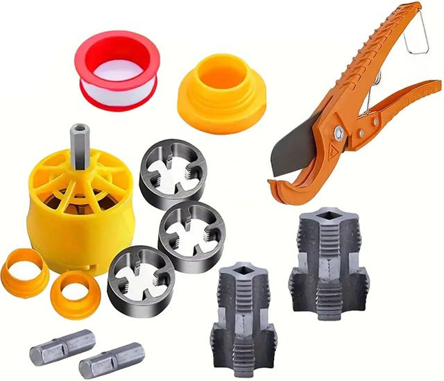 Stookits 13-teiliges PVC-Rohrgewindeschneidset für Elektrobohrer mit 1/2 Zoll, 3/4 Zoll und 1 Zoll Gewindeschneidern für Sanitärinstallationen - Bild 1