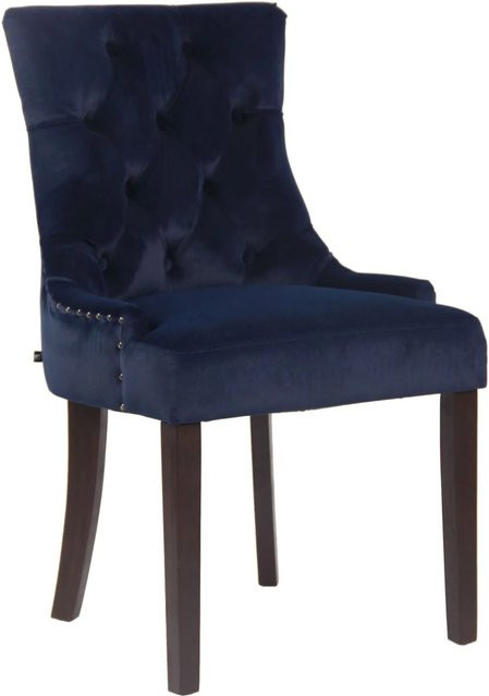 DELUKE Esszimmerstuhl HILON aus Samt in Blau mit Kautschukholz-Gestell, B/T/H: 55 x 58 x 92 cm - Bild 1