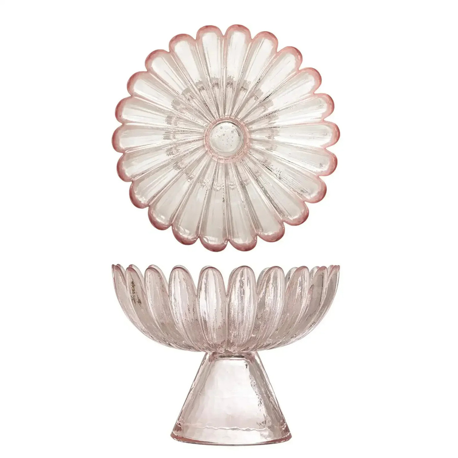 Bloomingville Schale Nalu aus rosafarbenem Glas, Durchmesser: 13 cm - Bild 1