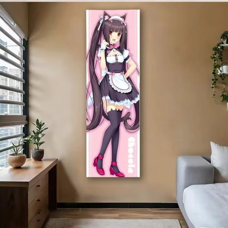 VIKAMA Vertikaler Katzen-Wandbehang im Comic-Stil, Dekoratives Polyester-Hängetuch mit Tier-Illustration, Mehrfarbig, Breite: 40 cm, Höhe: 150 cm - Bild 3