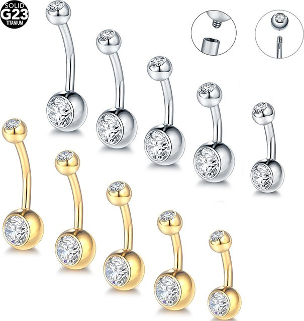 Bauchnabelring Titan, Kristall, Damen, 14G - Bild 1