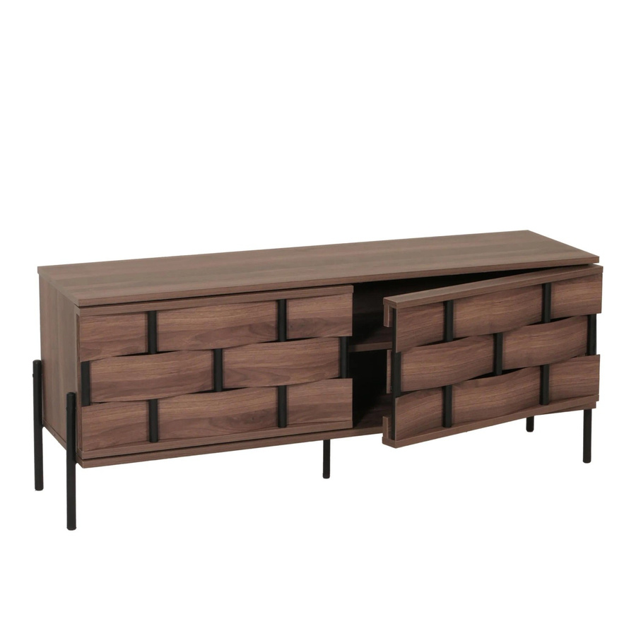 MCW TV-Rack M44 Lowboard in Braun mit 3D-Flecht-Design und Staufächern, Breite: 120 cm, Höhe: 51 cm, Tiefe: 35 cm - Bild 3