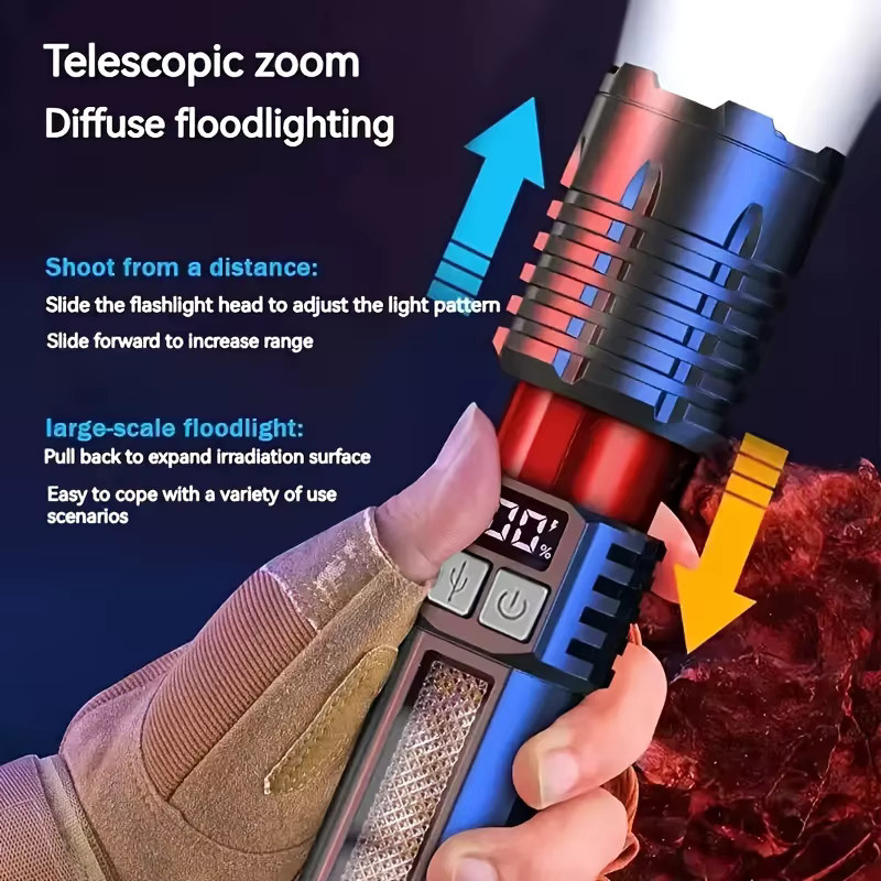 Heinast LED-Taschenlampe mit USB-Ladefunktion und Seitenlicht in Schwarz - Bild 2
