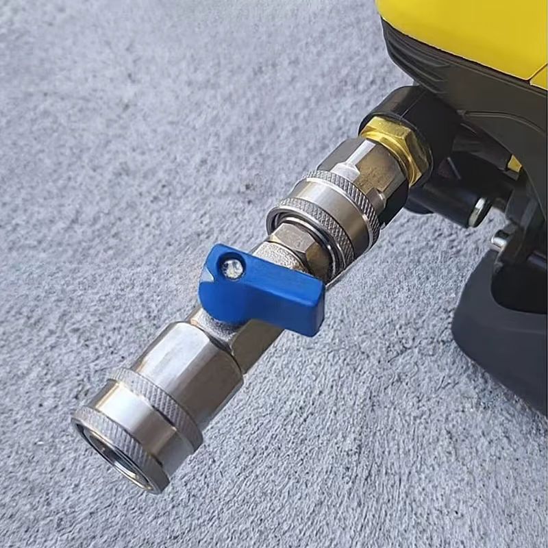 Hochdruckreiniger Kugelhahn-Kit mit Schnellkupplungen 3/8 oder 1/4 zur Durchflusssteuerung für Hochdruckreiniger-Schläuche, 4500 psi, Hellgrau/Silber - Bild 3
