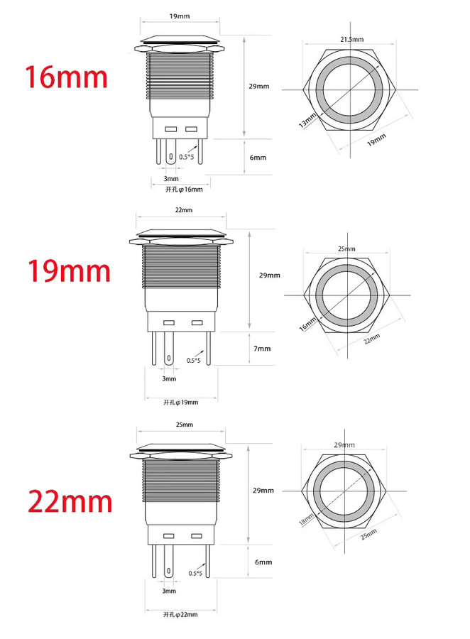 5 Stück Metall-Drucktastenschalter mit LED-Licht, 12V, Wasserdicht, Selbstverriegelnd und Rücksetzbar, Farbe: Grün - Bild 3