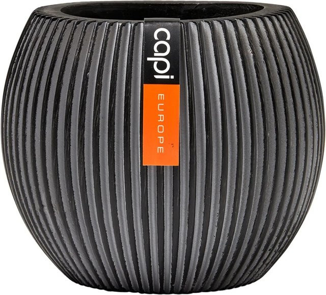 Capi Pflanztopf Groove Kugel Schwarz Höhe: 30 cm, Durchmesser: 25 cm - Bild 1