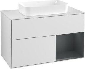 V&B Waschtischunterschrank Finion mit Wandbeleuchtung, Farbe Weiß lackiert, Breite: 100 cm, Tiefe: 60,3 cm - Bild 1