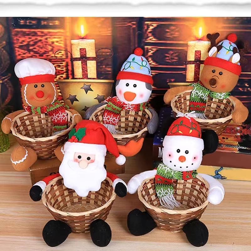 Weihnachtsmann Aufbewahrungskorb aus Rattan in Mehrfarbig für Weihnachtsdekoration und Süßigkeiten - Bild 4