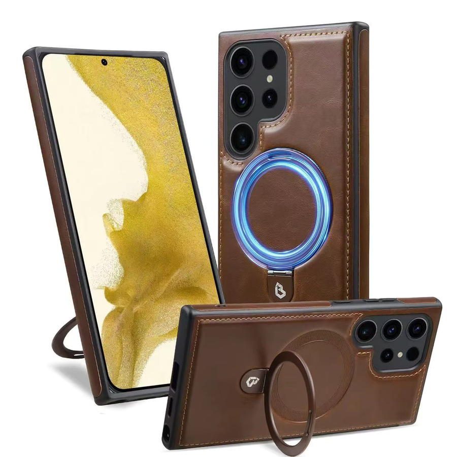 Dolob Handyhülle aus PU-Leder mit magnetischer Halterung für Samsung Galaxy S26 S25 S24 S23 Ultra Plus in Braun - Bild 5