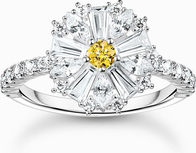 Thomas Sabo Cocktailring Blume, 925 Silber, Damen, Ringgröße 54 - Bild 1