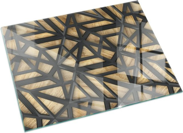 Tulup Glasplatte für Kamin Geometrie in Braun, B/T: 60 x 40 cm - Bild 1