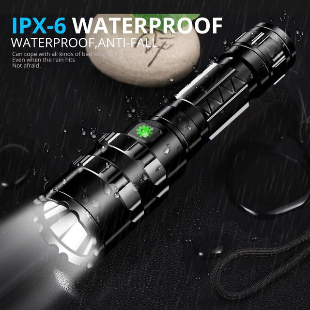 ESMARTER LED Taschenlampe für professionelle Jagd und Nachtaufklärung, wasserdicht, wiederaufladbar, Schwarz - Bild 1