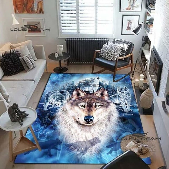 Wolf Art Druckteppich mit Tier-Motiv für Wohnzimmer und Kinderzimmer, B/B: 120 x 160 cm - Bild 1