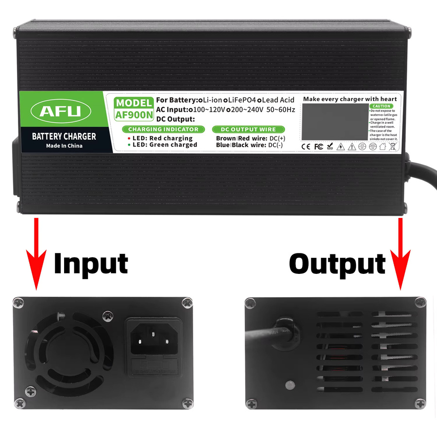 AFU Lithium-Ionen-Batterieladegerät 84V 10A für 72V 74V 20S Akkus, Smart-Schnellladegerät mit Display in Schwarz - Bild 3