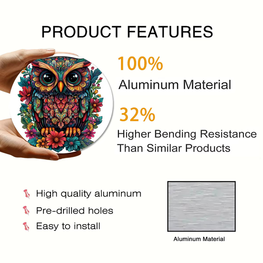 Potdemiel Vintage Wandbehang aus Metall mit Eule und Blumenmuster, quadratisch, Multicolour, B/H: 20 x 20 cm - Bild 4