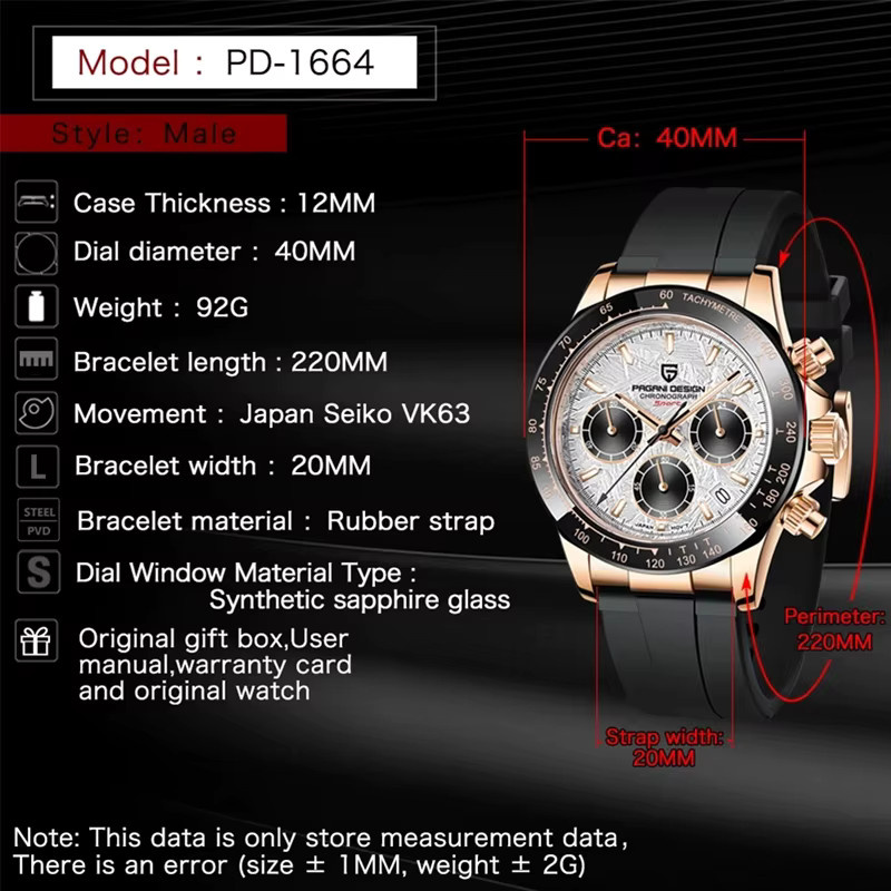 PAGANI DESIGN Chronograph, Quarz, Edelstahl, 40 mm, Herren - Bild 3