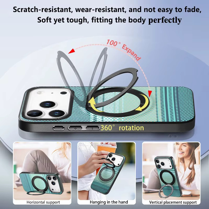 Harte magnetische Handyhülle mit 360 Grad drehbarem Kickstand für Samsung Galaxy S27 S26 S25 S24 S23 Plus Ultra FE in Grün - Bild 2