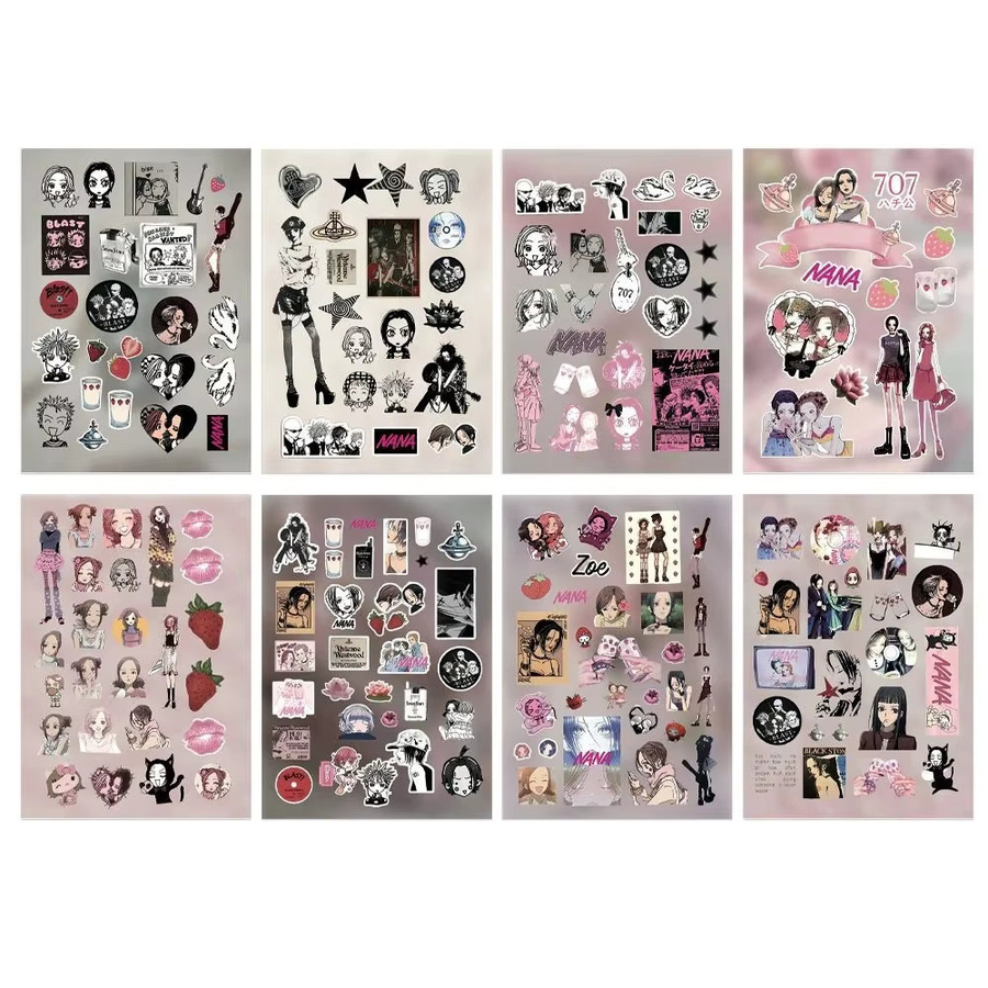 8 Stück Anime NANA Aufkleber mit Komatsu Design in Multicolour für Scrapbooking, Telefon und Wasserflaschen - Bild 3