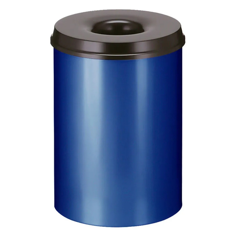PROREGAL Selbstlöschender Papierkorb und Abfallsammler aus Metall, 30 Liter, Blau und Schwarz, H: 47 cm, Ø: 33,5 cm - Bild 2