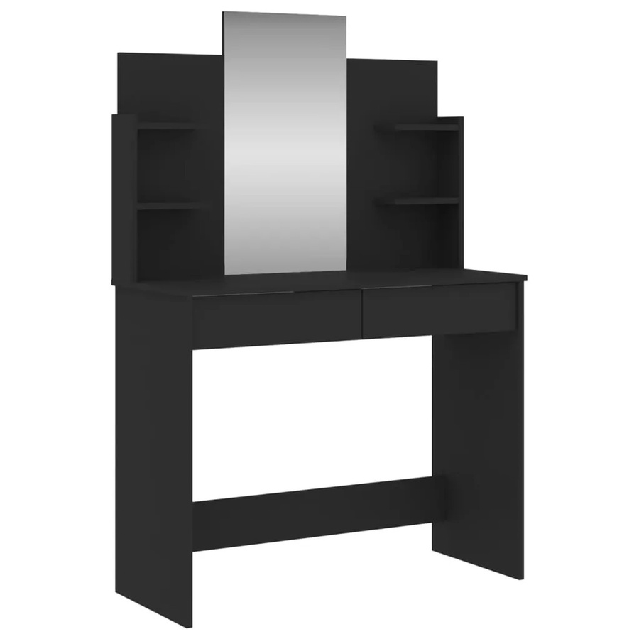 vidaXL Schminktisch mit Spiegel in Schwarz, B/T/H: 96 x 39 x 142 cm - Bild 2