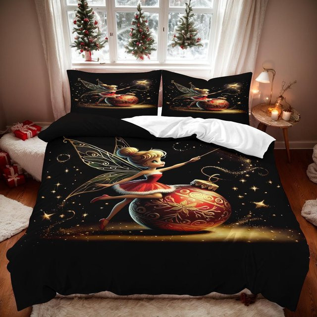 Flylo Bettwäsche-Set T-Tinker B-Bell mit Bettbezug und Kissenbezügen, 3D-Design aus Mikrofaser, Schwarz, Breite: 90 cm, Länge: 200 cm - Bild 1