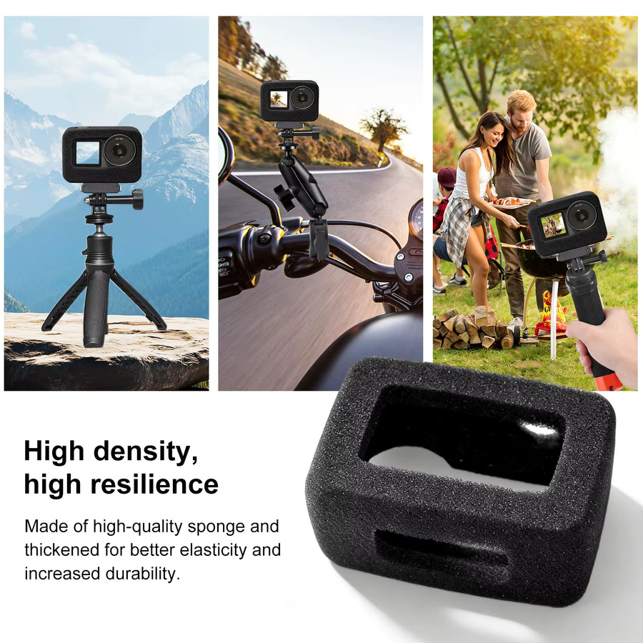 PULUZ Hochdichte Schaumstoff-Kameraschutzhülle für DJI Osmo Action 6, Action 5 Pro, Action 4 und Action 3 in Schwarz zur Reduzierung von Windgeräuschen - Bild 4