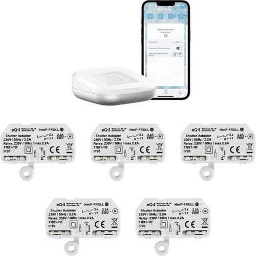 Homematic IP Access Point HmIP-HAP2 und 5x Rollladenaktor HmIP-FROLL Set in Weiß mit Ethernet/LAN - Bild 1
