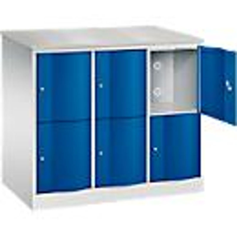 C+P Schließfachschrank Resisto mit 3 Abteilen und 6 Fächern, Farbe: Lichtgrau/Enzianblau, B/T/H: 114,8 x 64,0 x 107,7 cm - Bild 2