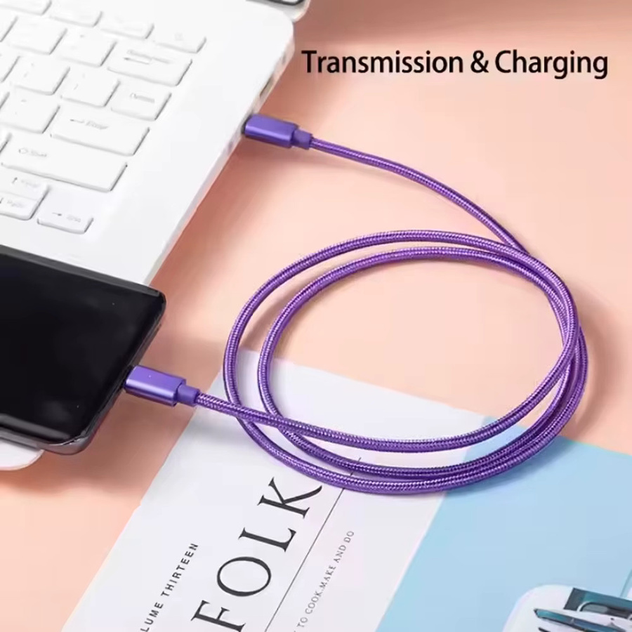 66 W USB C auf Typ C Schnellladekabel mit PD-Unterstützung, geflochtenes Nylon-Datenkabel, Farbe: Schwarz - Bild 4