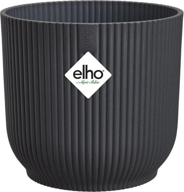 Elho Blumentopf Vibes Fold Rund mit Rillenmuster in Anthrazit Durchmesser: 35 cm - Bild 1