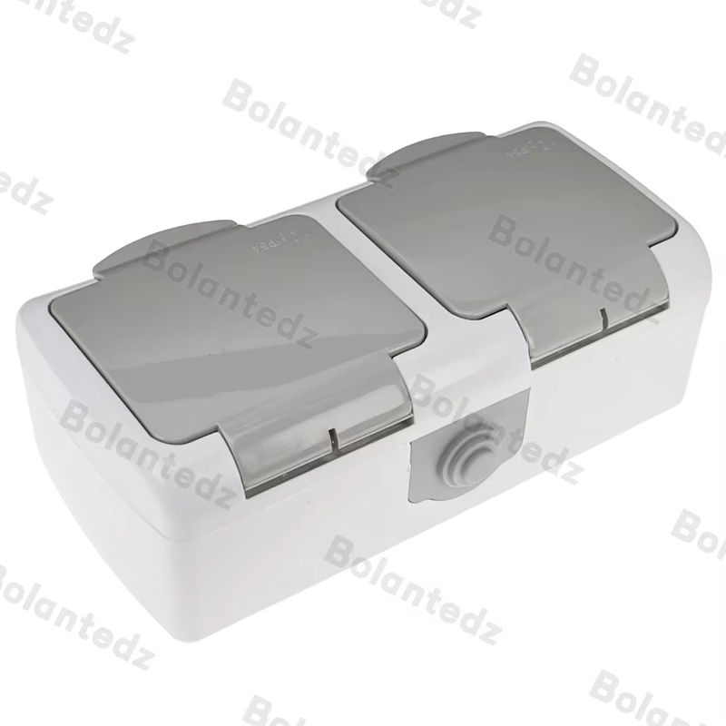 Bolantedz Wasserfeste Zwei-Loch-Steckdose mit Abdeckung, Oberflächenmontiertes Einzel-Wandpaneel, 16 A, Europäischer Standard - Bild 3