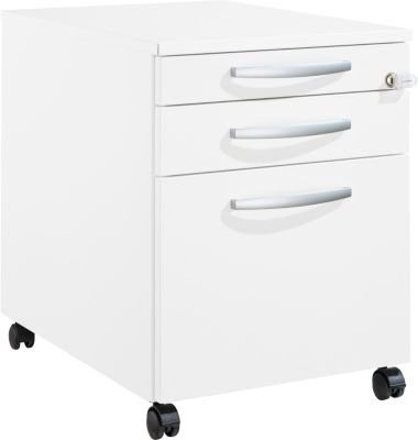 Schäfer Shop Pure Rollcontainer 126 in Weiß mit Utensilienauszug, 2 Schubladen, abschließbar und runden Metallgriffen, B: 43,4 cm, T: 60,0 cm, H: 57,0 cm - Bild 1