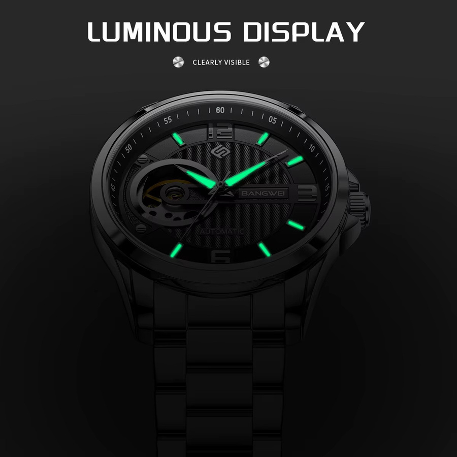 BANGWEI Armbanduhr Automatik, Edelstahl, Blau, Herren - Bild 4