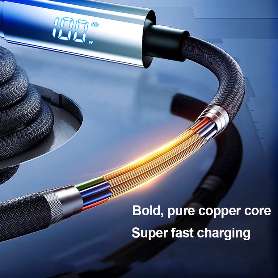 VBNM USB-C auf USB-C Kabel mit Digitalanzeige, 100W PD Schnellladekabel und Datenkabel, Blau - Bild 4