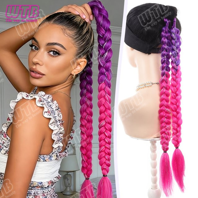 WTB Gradient Braided Synthetic Wig, doppelt geflochtene Pferdeschwanz-Perücke, Damen - Bild 1
